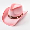Western Style Straw Hat For Women Summer Beach Sun Hat Cowgirl Jazz Hat Suitble for Daily Casual Wear, Western Cowboy Party