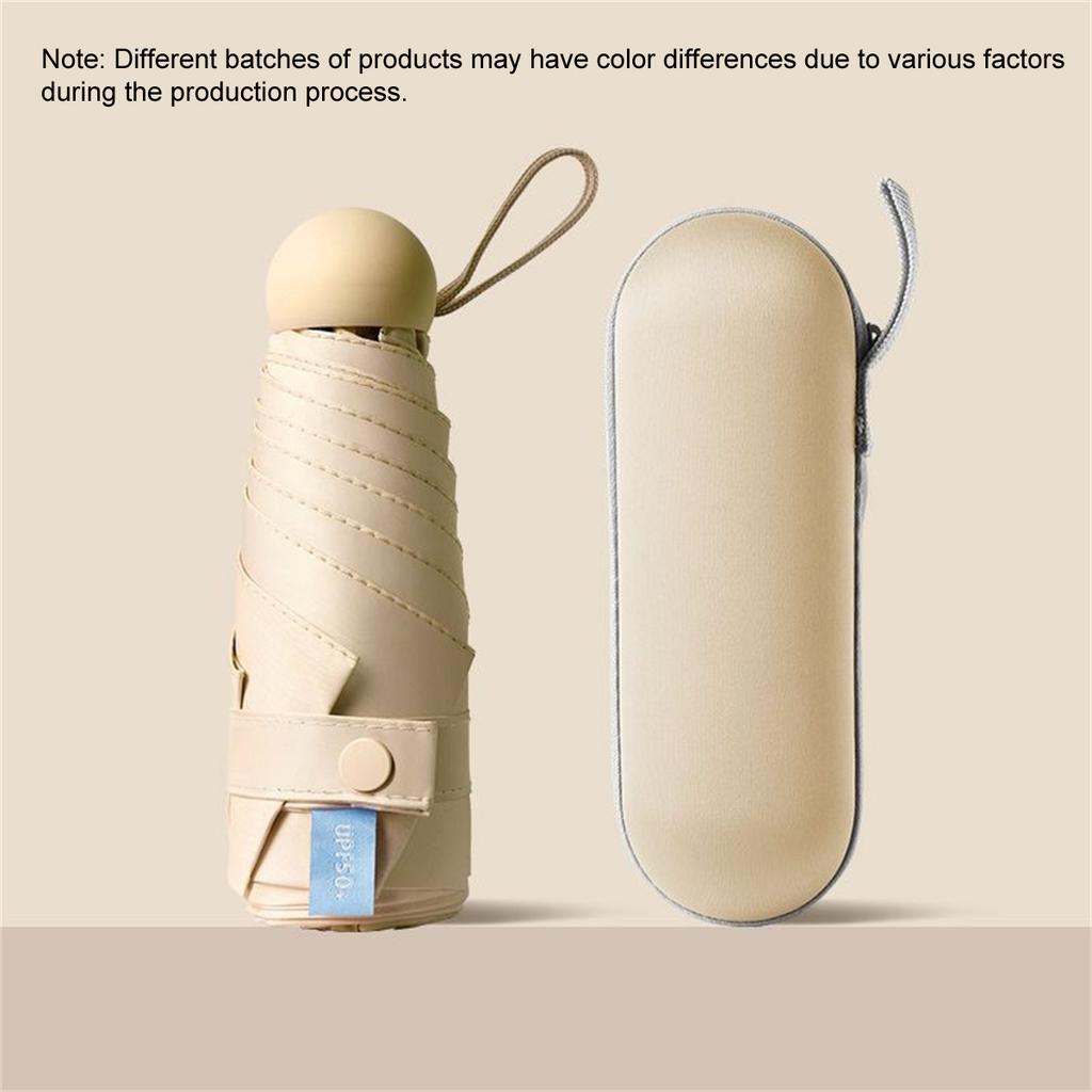 Mini Capsule Folding Umbrella with Box, Portable 6 Bone Foldable Sun Rain Dual Use Umbrellas for Commuting, Office, Daily Use