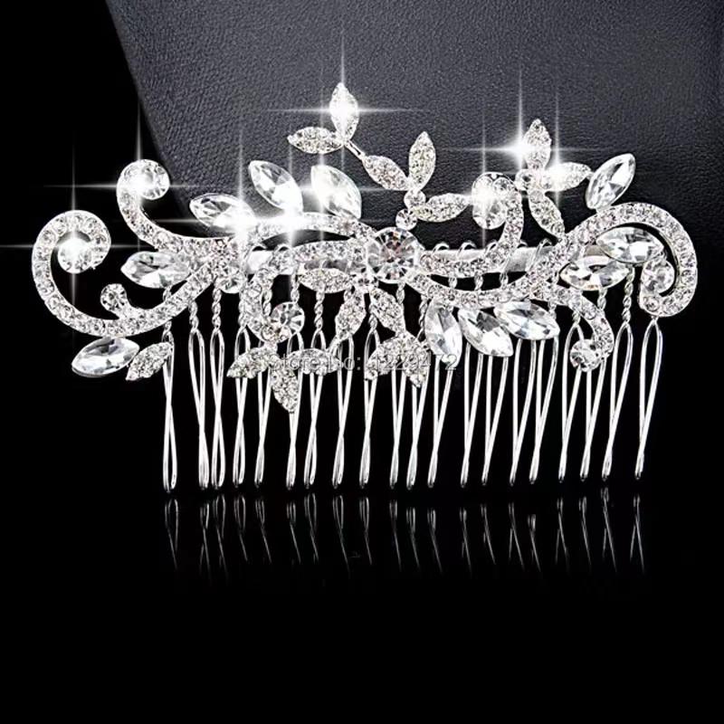 Eleganter handgefertigter Kristall-Strass Damen Haarkamm Braut Kopfschmuck Bankett Zeremonie Täglicher vielseitiger Schmuck Haarreif Haarnadel
