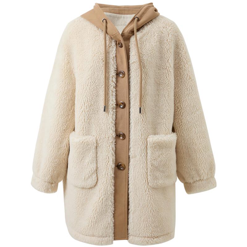 Sancai Damen Mantel mit Kapuze aus Kunstfell