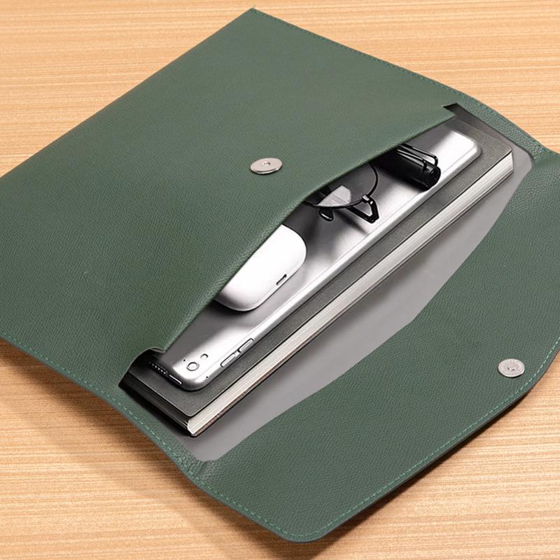 Leather File Bag A4 File Bag, File Bag, Data Button, Business Document Storage Bag, Portable and Large Capacity