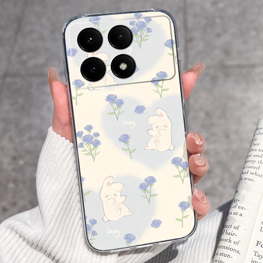 Case For Redmi K70e K60e K80 K70 K60 K50 K40 K30 K20 Pro K30i Cute Cartoon Piggy Pattern Phone Cover Transparent TPU Anti Fall Shell For Redmi Housing