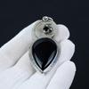 Tidlös Svart Onyx, Svart Spinell Ädelstenshänge, 925 Sterling Silver Hänge, Handgjort Kristallhalsband, Naturliga Helande Smycken För Gåvor