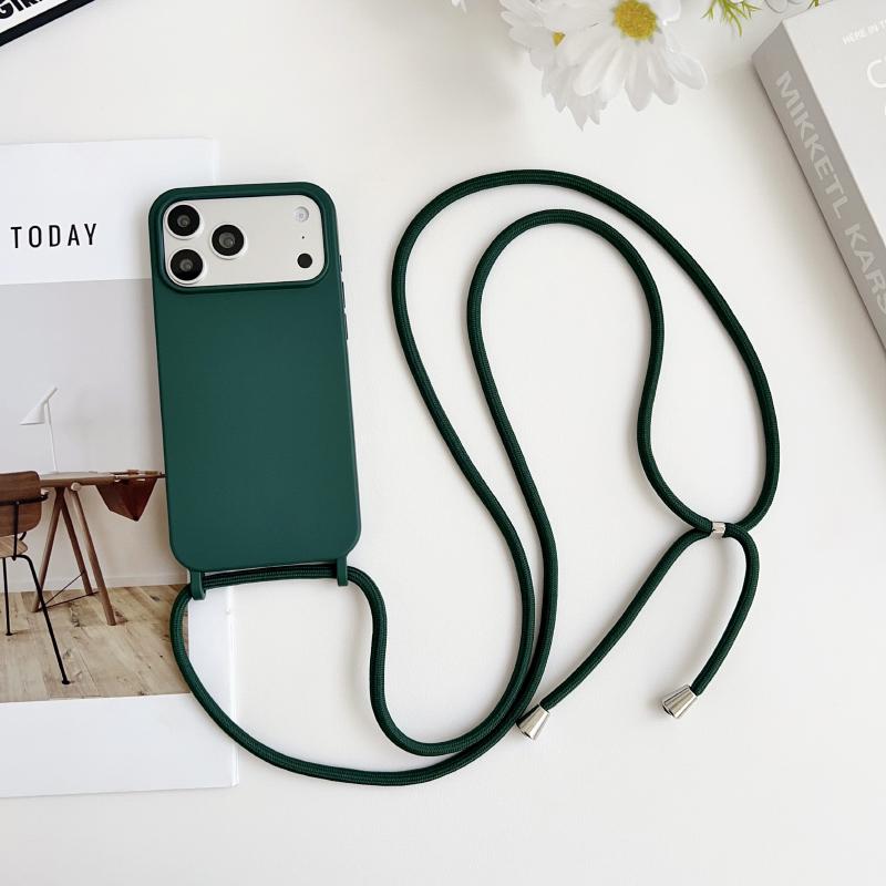 Crossbody Lanyard Flüssigsilikon Handyhülle Für iPhone 17 Pro Max 15 14 13 16 Pro Max Seil Schulter Candy Farbe Weiche Rückseite