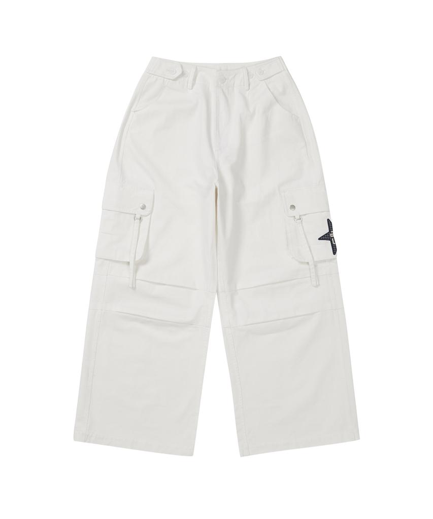 Aejeuyua Cargo Flap Cotton Pants Ivory