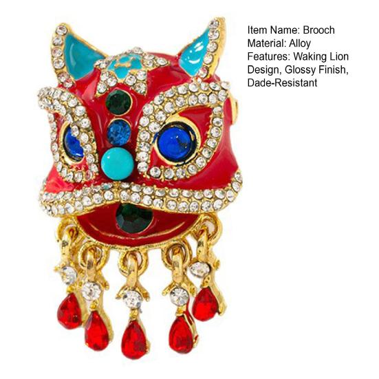 Brooch Sparkling Rhinestones Inlaid Waking Lion Design Pin Glossy Fade-Resistant Finish Coats Sweaters Scarves Handbags Hats Badge