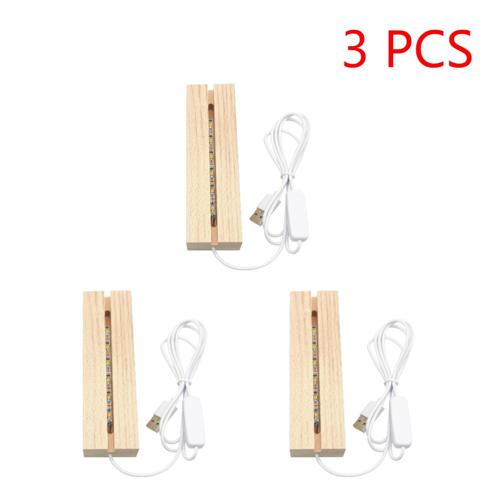 LED Wood Display Base-Rectangle Crystal Lighted Base Stand Acrylic Light Plate Base-Warm Lighted USB Wooden Base for Art Decor