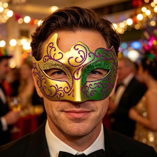 Men Half Face Mask with Elastic Band Vintage Glitter Half Face Guard Eye Mask Halloween Costume Masquerade Party Stage Performance Accessories