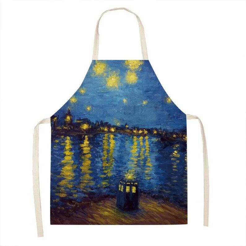 1 kus vintage umělecká olejomalba tištěná zástěra kuchyňská vaření pečení zástěra domácí čisticí doplňky unisex