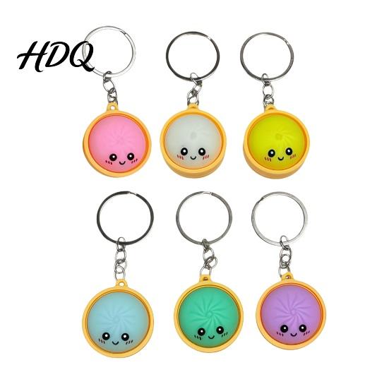 Calming Tactile Keychain Stress Relief Keychain with Steamed Bun Pendant Fidget Clicker Commute Feedback