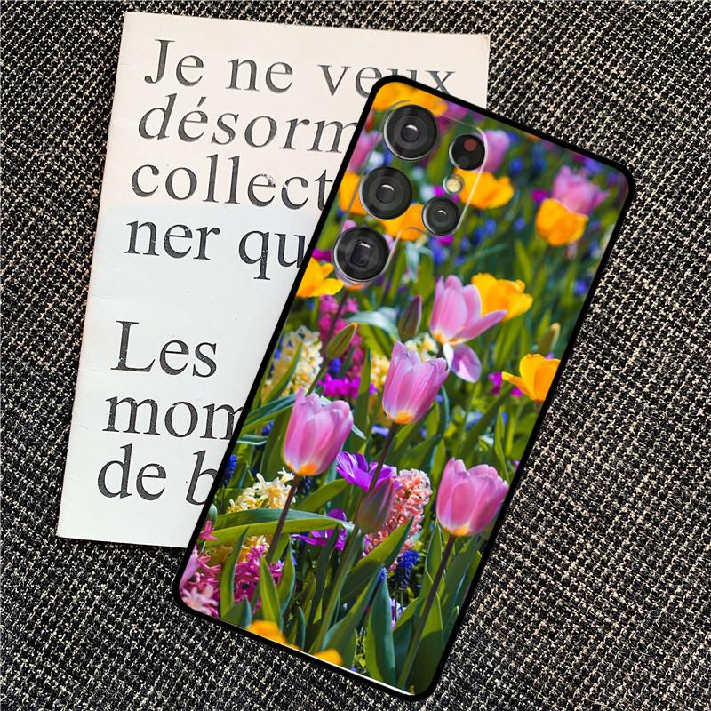 Spring Tulips Flower Case For Samsung Galaxy S25 Ultra S20 S21 S22 S23 S24 Ultra S9 S10 Plus S25 FE Back Cover