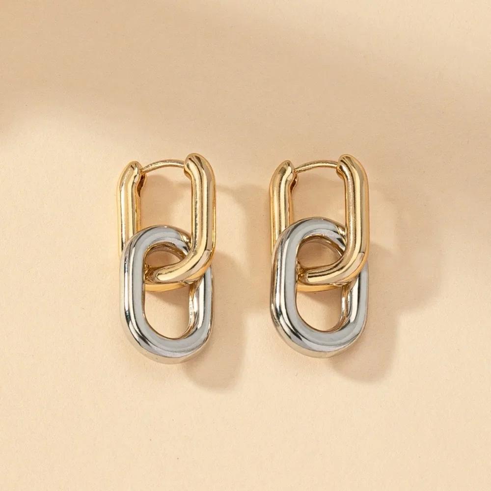 

New Arrival Trendy Geometry Double Ellipse Intersect Drop Dangle Earring for Women Personality Charm Korea Jewelry Accessories