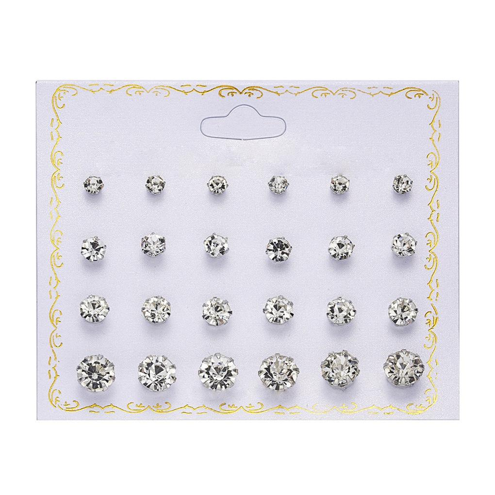 12 Pairs Earrings Rhinestones Women 2019 Ear Stud Jewelry Multiple styles