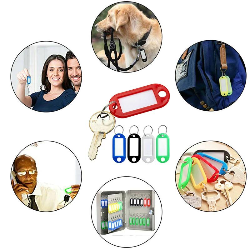 30Pcs Plastic Keychain Key Fobs Luggage Id Label Name Cards Tags with Split Ring for Baggage Key Chains Key Rings.