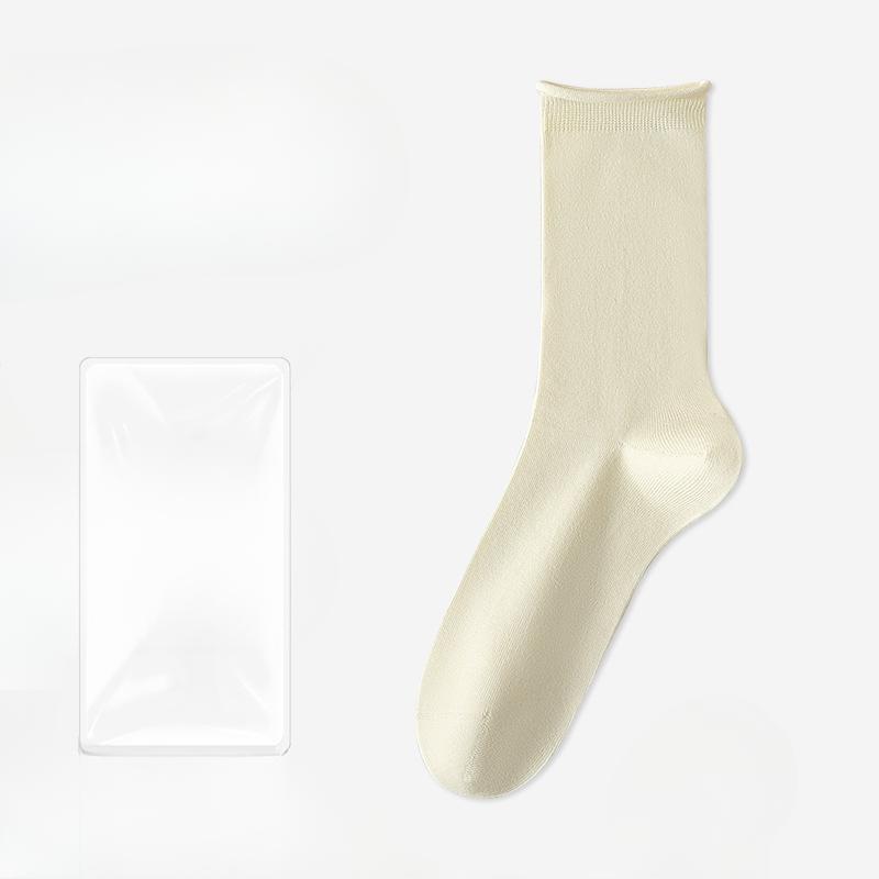 

Женские осенне-зимние новые носки-гольфы из чистого хлопка с кружевом, дышащие, дезодорирующие, впитывающие пот, не скользящие 1 pair кремовый