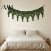 Textured Wall Decor Boho Garland Hanging with Wooden Beads, Hand Woven Cotton Tassel Banner, Knotted Tapestry Nordic Window Tapestry, Bohemian
