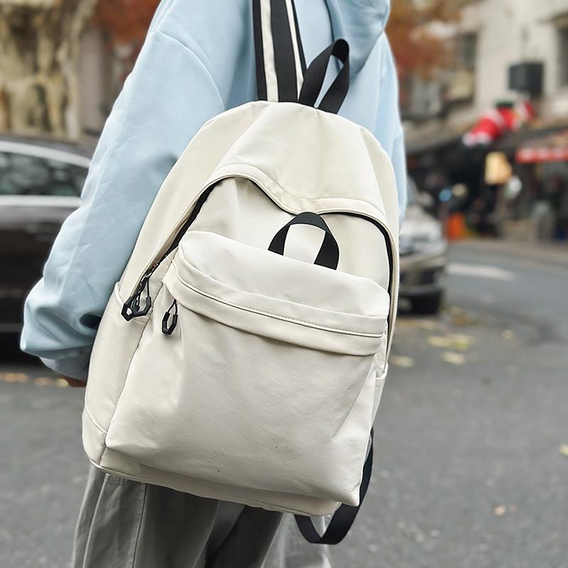 Schoolbag Women's Solid Color Backpack Nylon Waterproof Campus Student Backpack