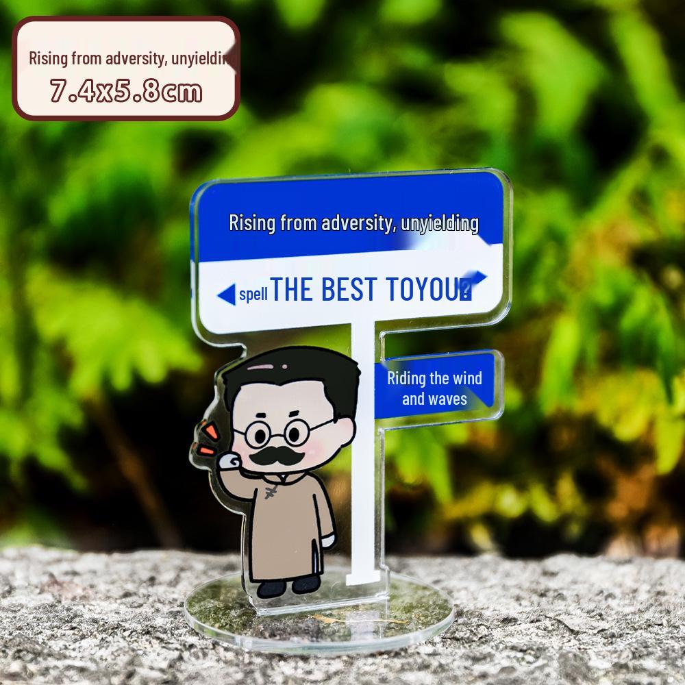 Cartoon Celebrity Standee: Motivational Acrylic Desktop Ornament for Students
