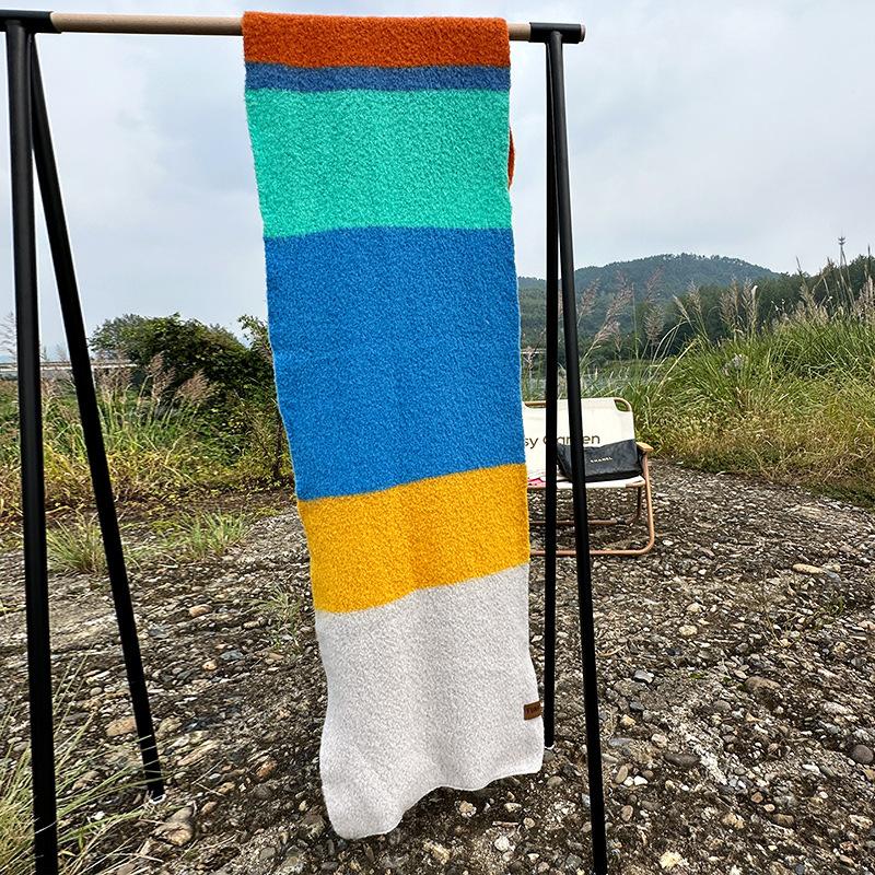 Dopamine rainbow scarf women's autumn and winter new niche design shawl thickened warm high-end long scarf