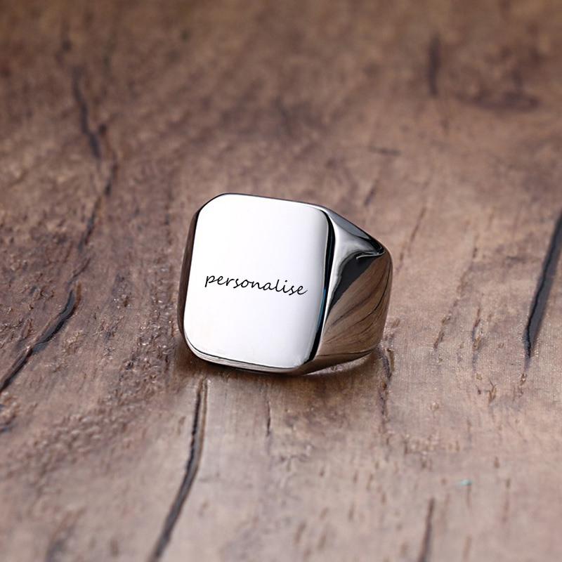 Herrenring, Sigent-Ringe, Alphabet-Ring aus Edelstahl für Herren, Vatertagsgeschenk