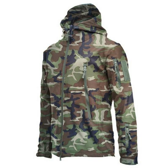 Men's Tactical Waterproof Camouflage Softshell Jacket - Warm Fleece Windbreaker for Outdoor Workwear