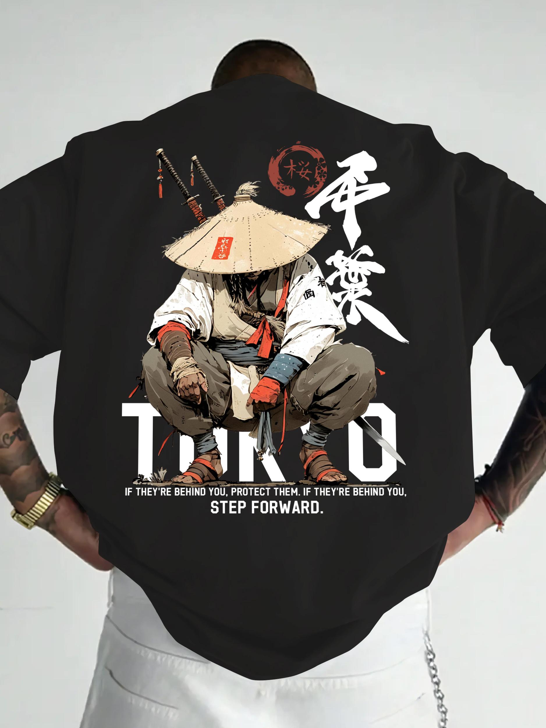 

New Men s clothing 100%Cotton T-shirt Japanese style katana Casual retro Trend Streetwear Hipster Fashionable Oversized shir 5XL різнокольоровий