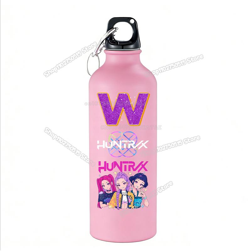 High Quality 500ml KPop Demon Hunters Kids Sport Water Bottle Letter A-Z Rumi Mira Zoey Outdoor Bottle Large Capacity Girl School Drink Cups