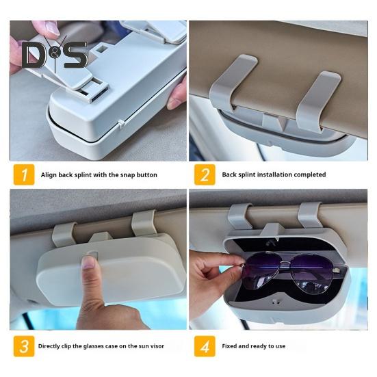 Car Glasses Box Holder Clip Style Car Sun Visor Securely Store Sunglasses Cards Keys Car Interior Automotive Glasses Container