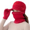 3Pcs/Set Neck Protection Scarf Gloves Set Soft Beanies Hat Winter Knitted Hat  Women