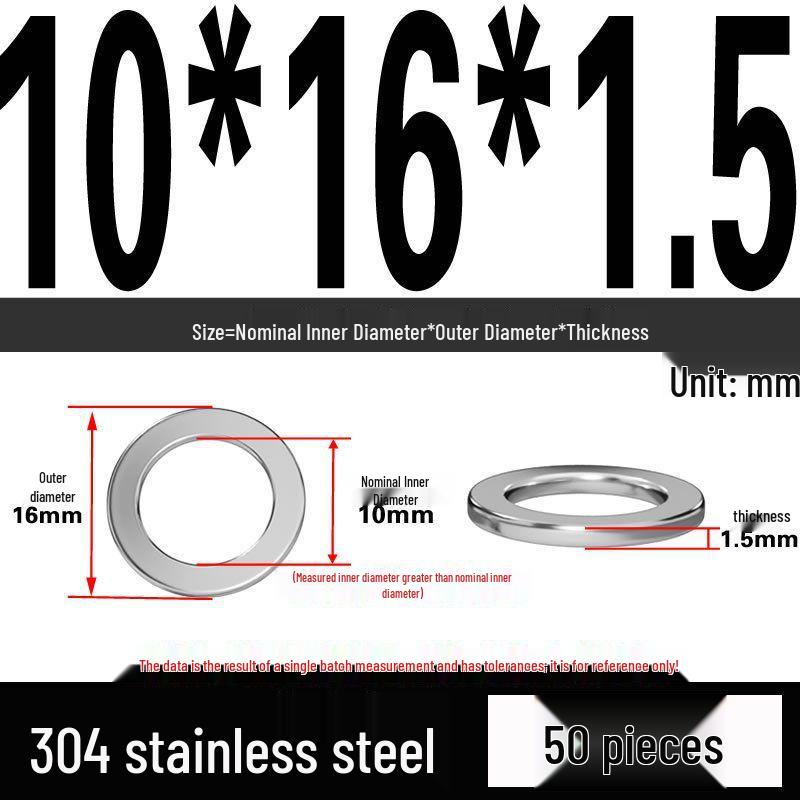 Thickened 304 Stainless Steel Flat Washer Spacer (M2-M36)