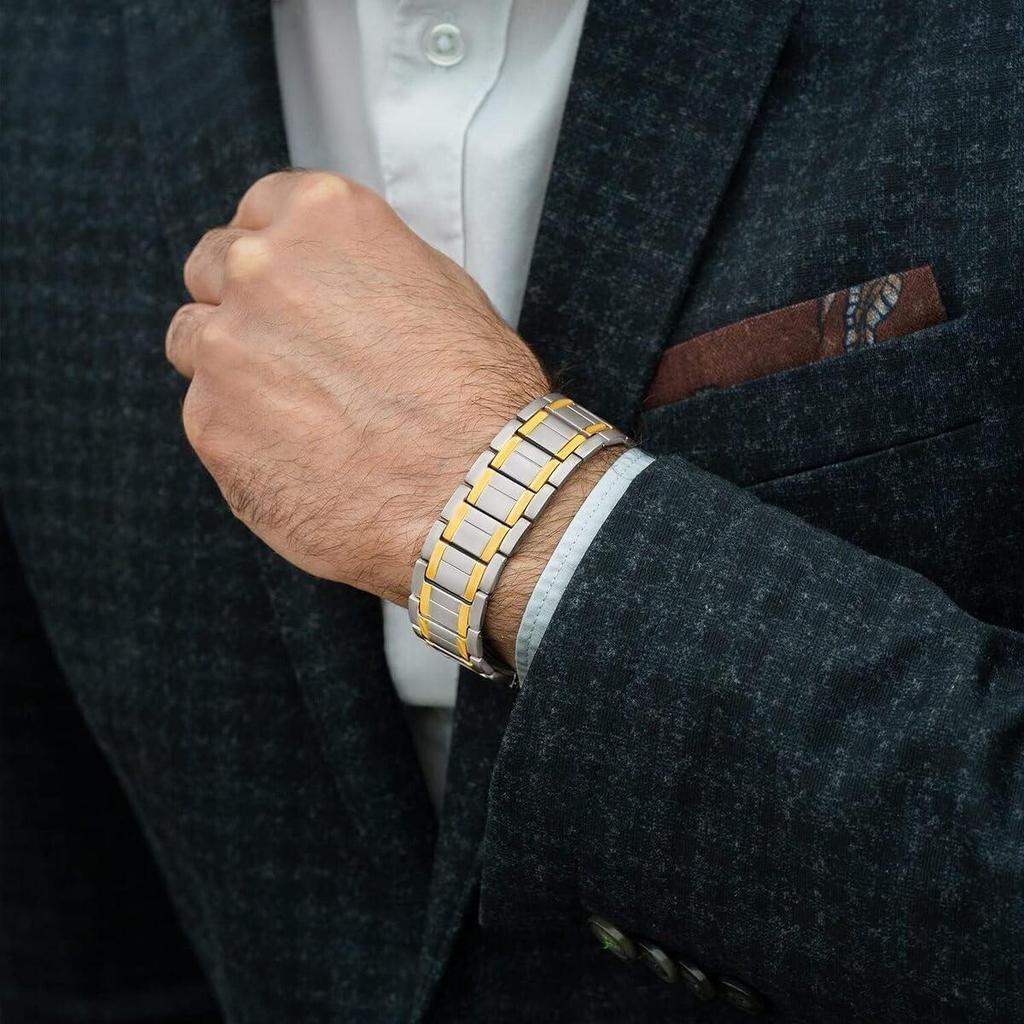 Premium Titanium Steel Bracelets for Men with 3X Ultra Strenth Magnetic Wristband Jewelry Gifts