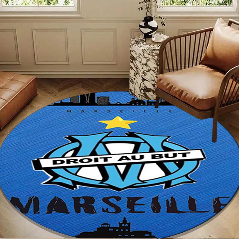 1PC rug Olympique Football Crest Round mat Home Decor, Chair rug For livingroom,Bedroom, doormat home decor Birthday Gift Christmas Gifts