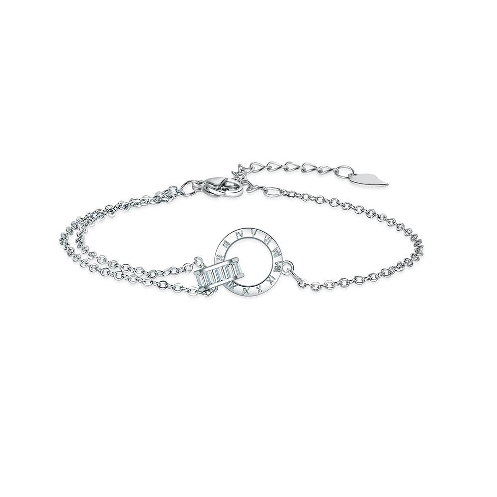 Romantic Elegant Roman Numeral Ring Necklace Bracelet Set Women'S Premium Versatile Clavicle Chain Love Hand Jewelry
