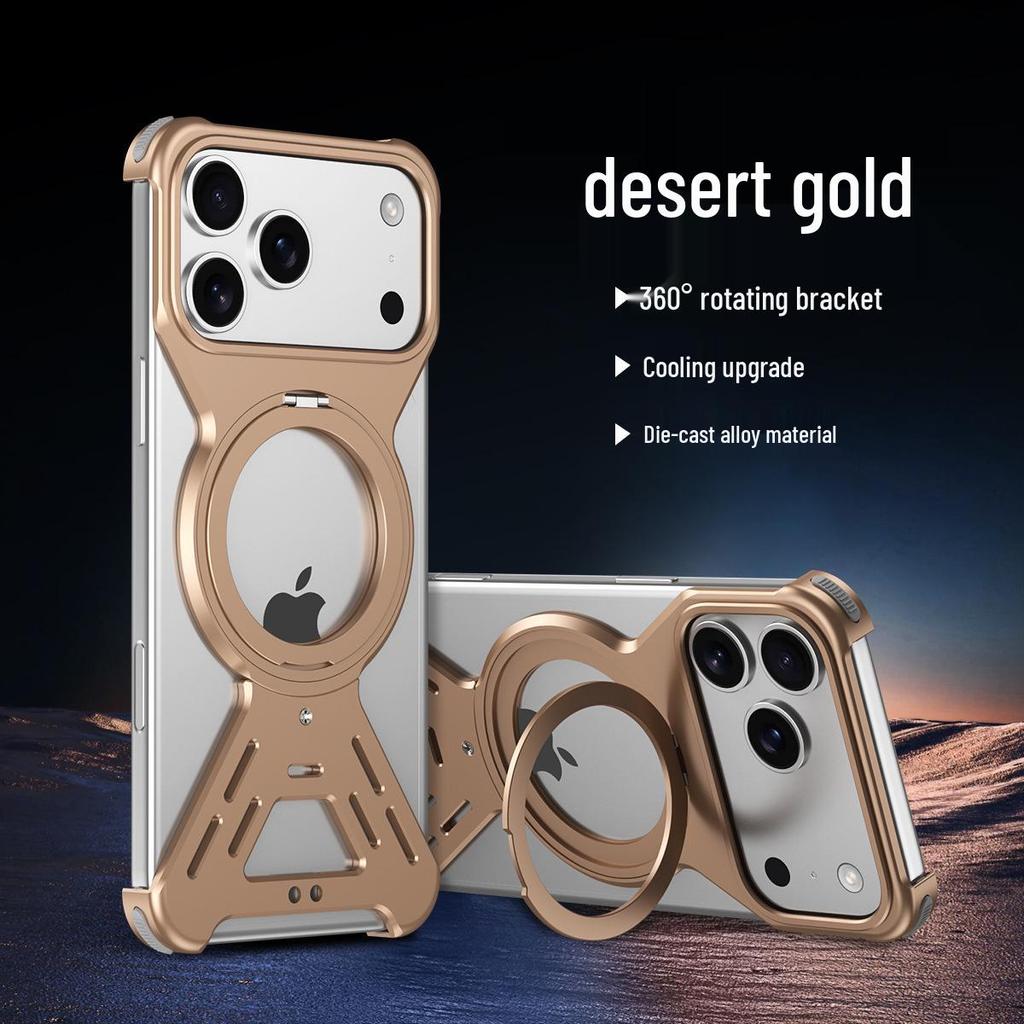 iPhone 17 Pro Max Magnetic Rotating Aluminum Phone Case - Drop-Proof, Heat Dissipating, Cross-Border Compatible