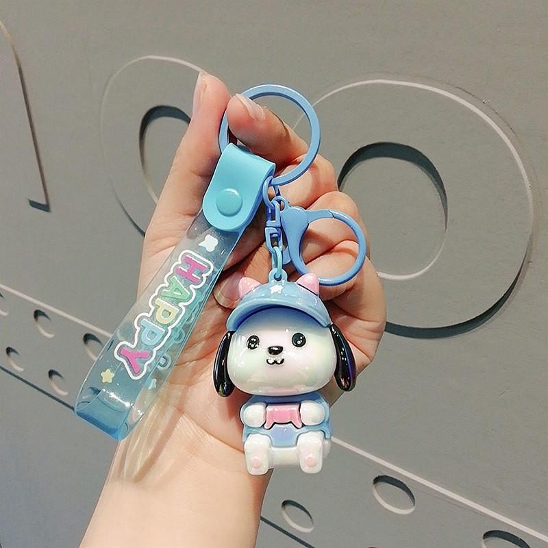 Adorable Electroplated Pvc Cartoon Eyed Dog Keychain Perfect For Gifts