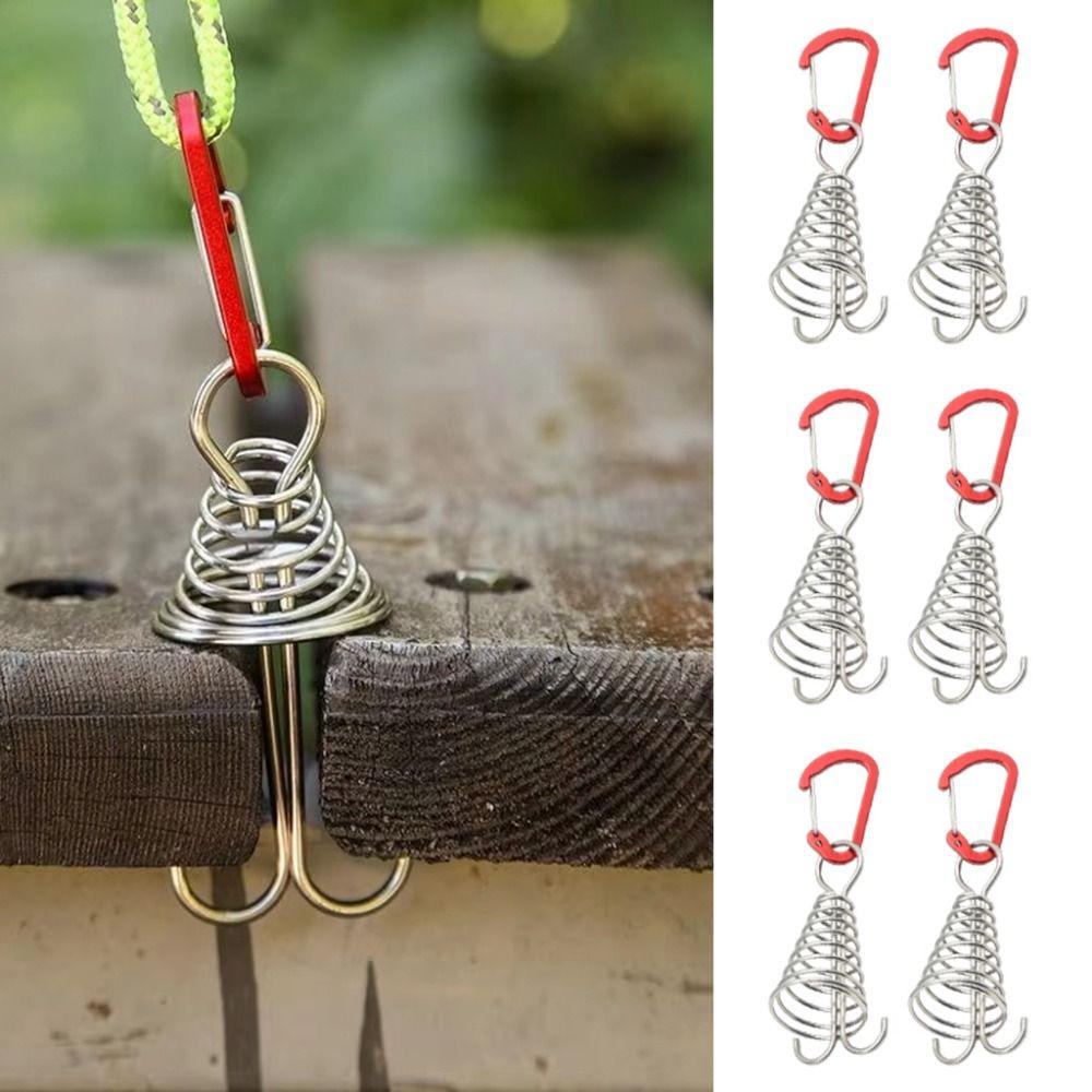 6Pcs Stainless Steel Outdoor Camping Deck Nail Aluminum Zinc Zinc Alloy Fixed Tent Rope Buckle Tent Tie Down