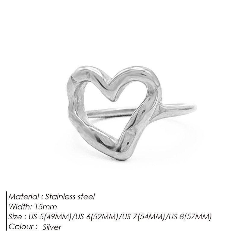 

Emanco Fashion Niche Style Ins Style 18K Gold Titanium Steel Ring for Women Cut Out Shaped Heart Ring Rings Tr18902-Steel Color Circumference 54Mm-Us7