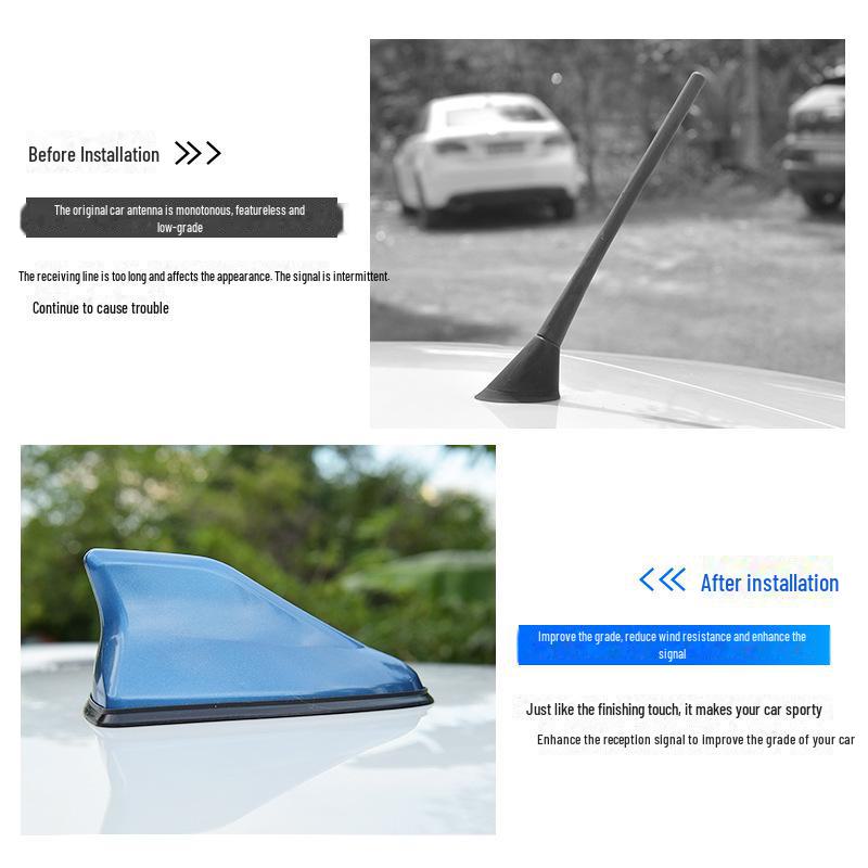 Second-Generation Shark Fin Car Roof Antenna – FM/AM Signal Booster, Decorative, No Drilling Required