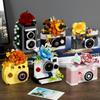 NEW DIY Camera Mirror Flower Film Retro Polaroid Rose Laurel Building Blocks Kit Girls Bricks Movie Model Kids Toy Children