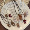 Cute Cartoon Flocked Bear Pendant Necklace Women's Accessories Light Luxury Niche Collarbone Chain Versatile High-end Sweater Chain