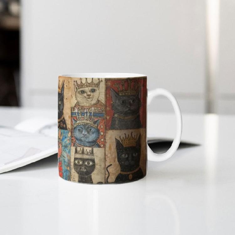 Medieval Cats Pattern Mug With Handle Heat Resistant Afternoon Teas Mug Drinking Cup for Coffee Teas Milk Enduring