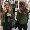Female Spring Autumn PU Jacket Zipper Leather Fashion Short Thin Solid Cardigan Suit Tops