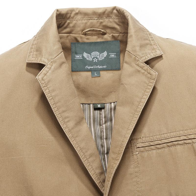 Chaqueta Casual de Negocios para Hombre de Primavera y Otoño Talla Grande de un Solo Botón con Protección Solar Retro de una Sola Capa