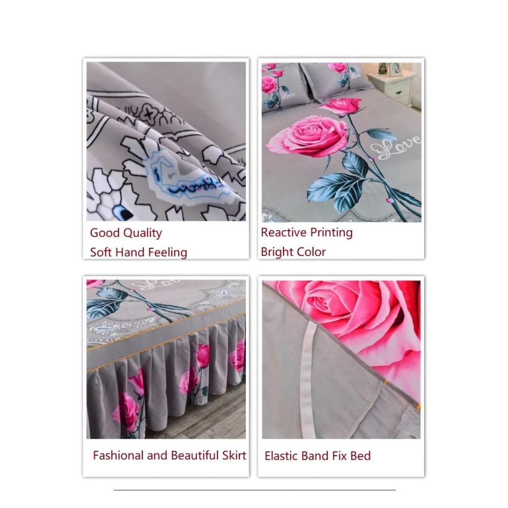 1pc Thickened Sanding Bedspread Soft Non-Slip King Queen Bed Skirt Wedding Fitted Sheet Cover No Pillowcase