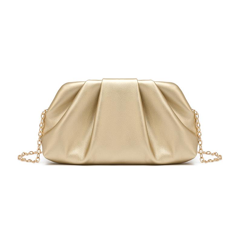 

Summer Pleated Cloud Bag Women S Fashion Portable Small Square Bag Versatile Chain Messenger Bag золотой