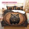 Retro Patterned Owl  Pattern Bedding Quilt Set Quilt Cover Pillowcase Home Decoration  Gift (1 * Duvet Cover + 2 * Pillowcase, Without Core)