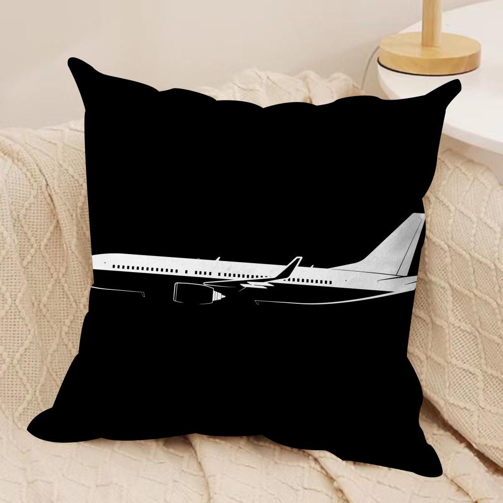 Aircraft Pilot Print Cushion Cover Silky Short Plush Invisible Zipper Dustproof Sofa Pillow Case for Home Decor