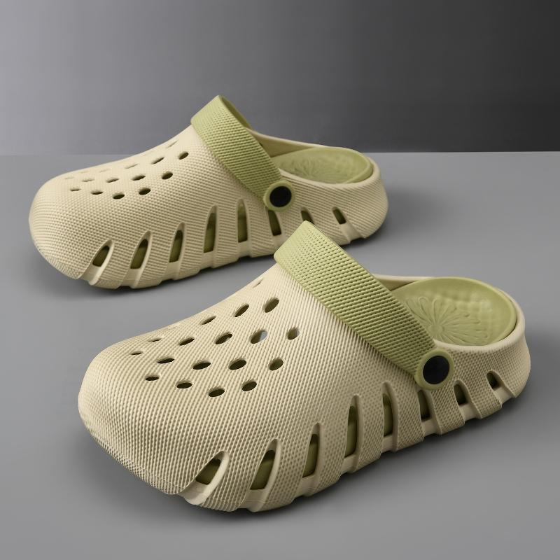 

Summer Hole-Patterned Sandals Matching Pairs Chunky-Heeled Height-Enhancing Outdoor Sandals Non-Slip Breathable and Comfortable Lightweight Flip-Flops 45 зелений