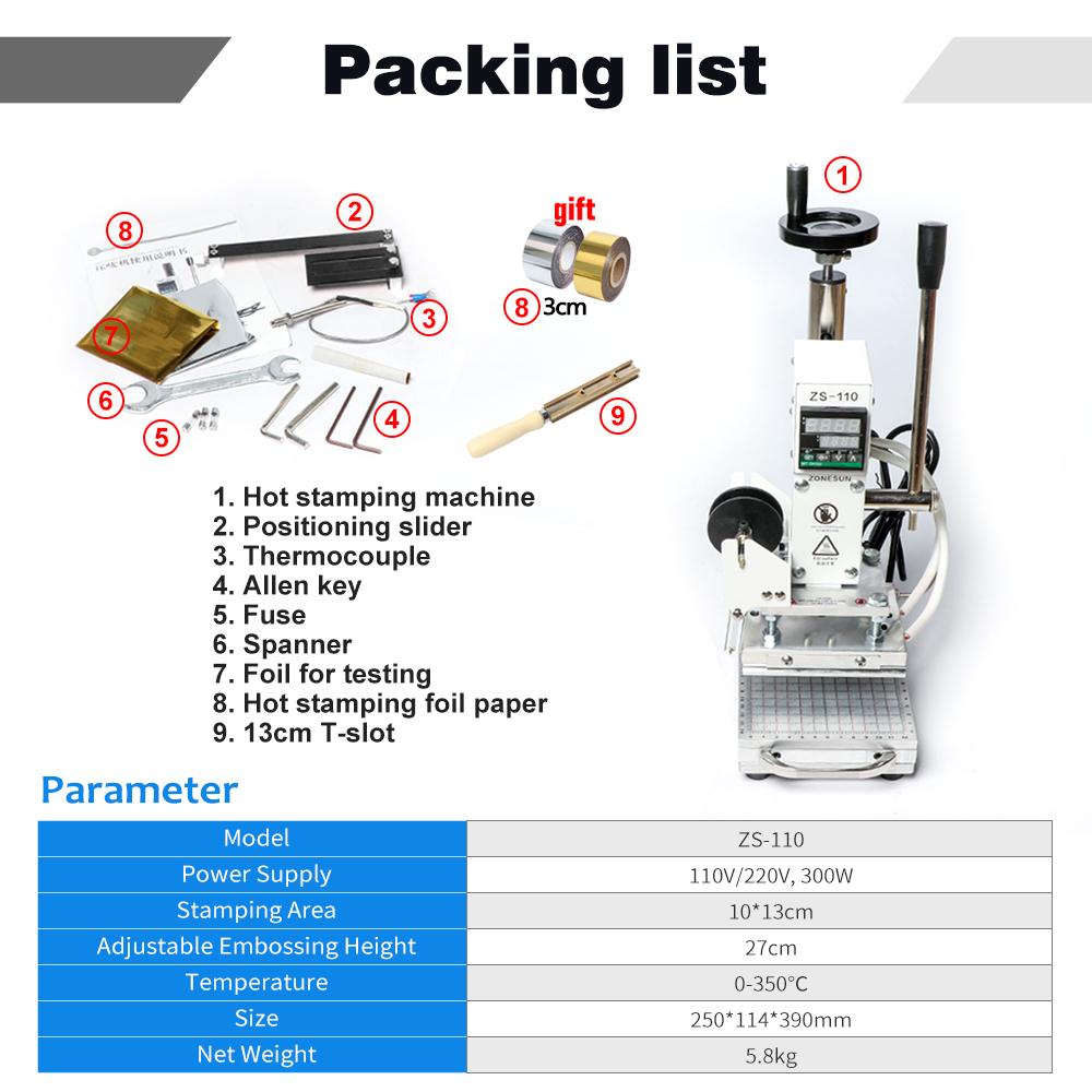 ZONESUN ZS-110 Press Trainer Heat Press Machine For Wood Presses PVC Paper Custom Logo Making Hot Foil Stamping Machine 300W