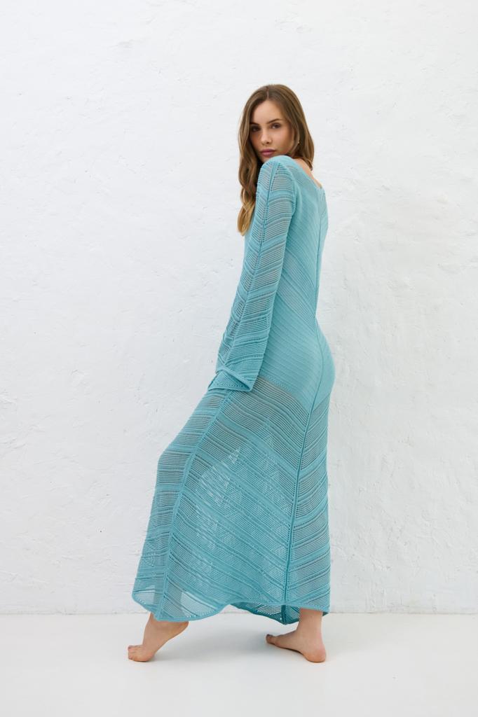 Cotton Mirage long openwork dress blue 36/38 / Regular